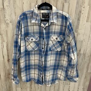 Howitzer We The People Mens XL Blue White Flannel Shirt Cotton Pockets Shacket